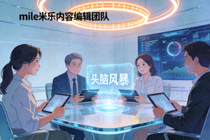 mile米乐内容编辑团队在充满科技感的会议室进行头脑风暴