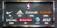 NBA篮球协会合作伙伴标志墙